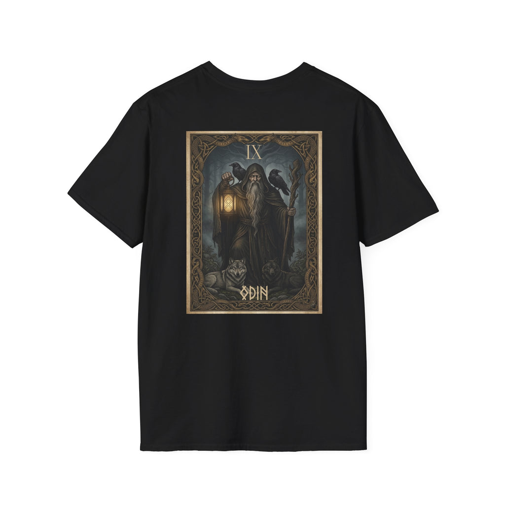 Odin The Hermit | Norse Mythology Valknut Tarot Graphic T-Shirt