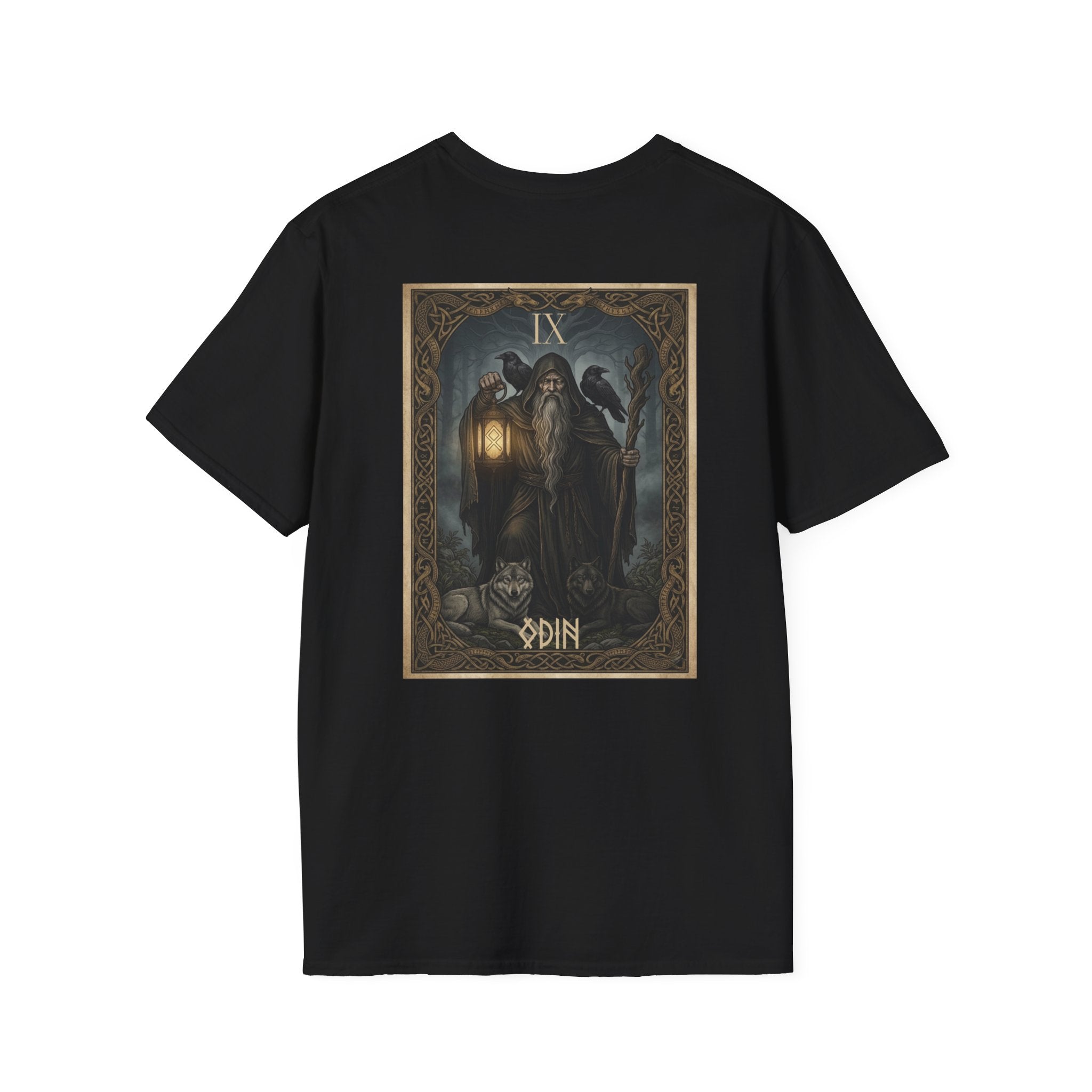 Odin The Hermit | Norse Mythology Valknut Tarot Graphic T-Shirt