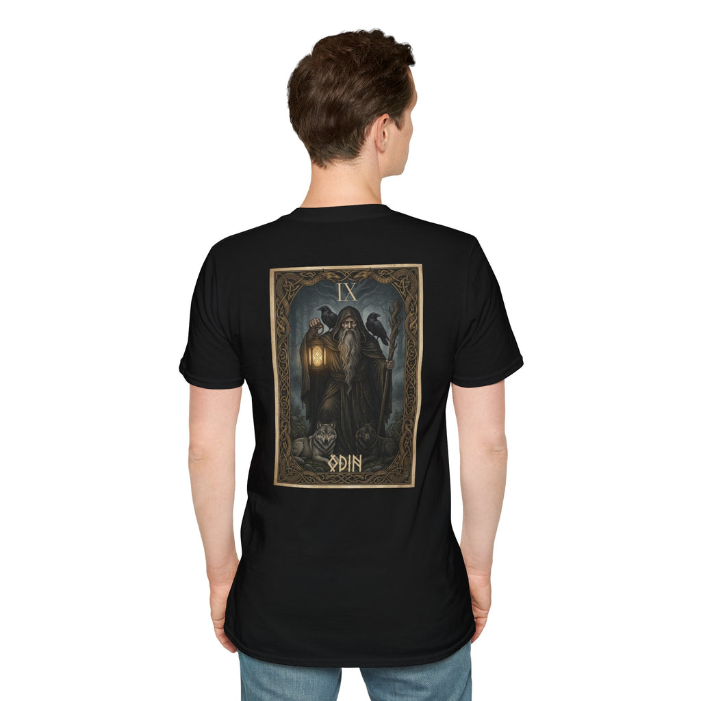 Odin The Hermit | Norse Mythology Valknut Tarot Graphic T-Shirt